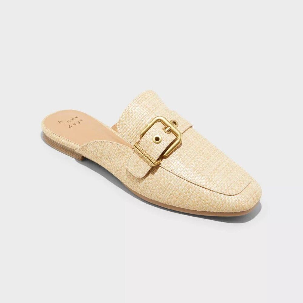 A New Day Buckle Sandy Mule Flats with MemoryโFoam Insole, size 11